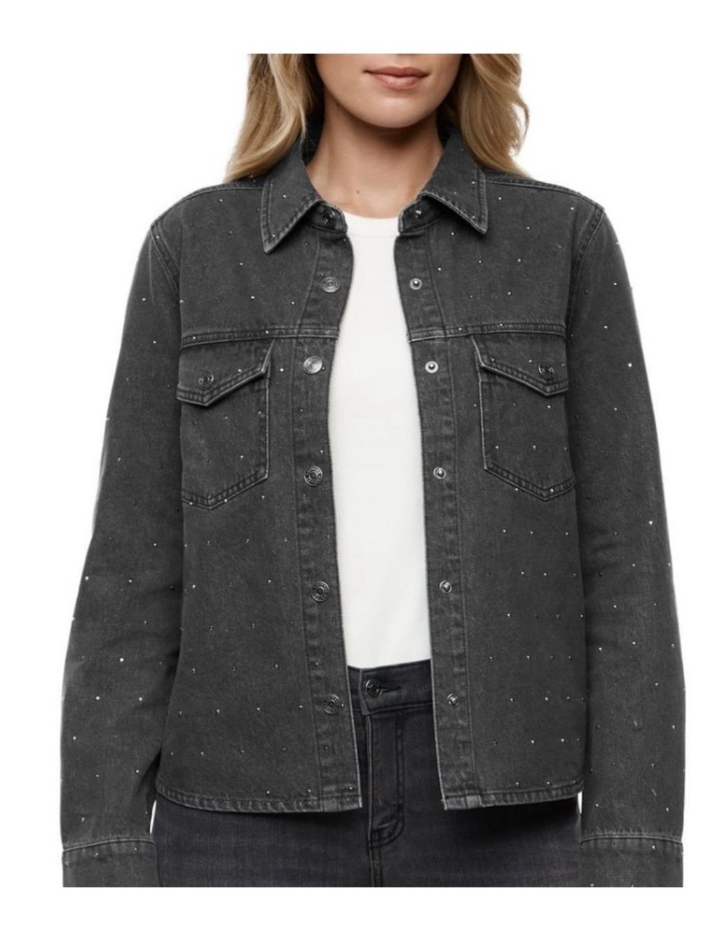 Express Charcoal Black Denim Jacket with Stud Accents NWT XXL